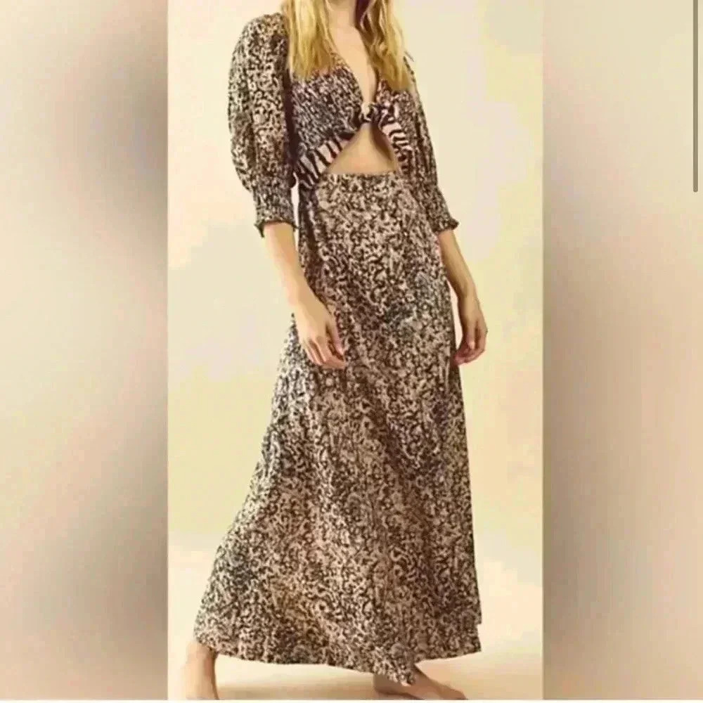 Free People Brown and Tan Maxi A-Line Dress